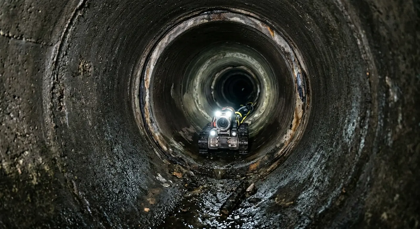 Robotic sewer camera inspecting pipe interior for Drain Snake Service in Wytheville